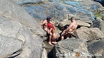 Naturists caught on the beach at an outdoor orgy